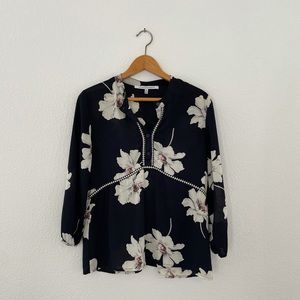 Floral Blouse with 3/4 Sleeves, Medium